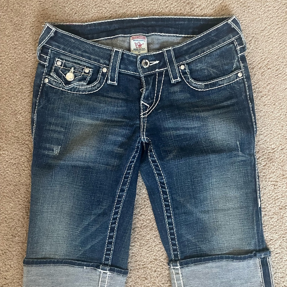 True Religion Dark Blue Cropped Jeans